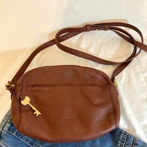 Fossil Brown Leather Crossbody Bag